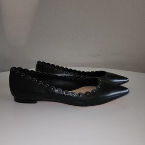 Coach Black Jill Scalloped Studded Leather Dressy Classy Flats 7.5